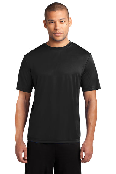 Port & Company PC380 Mens Dry Zone Performance Moisture Wicking Short Sleeve Crewneck T-Shirt Black Front