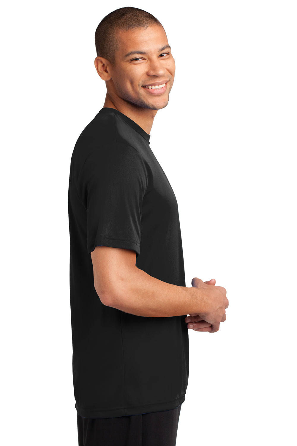 Port & Company PC380 Mens Dry Zone Performance Moisture Wicking Short Sleeve Crewneck T-Shirt Black Side