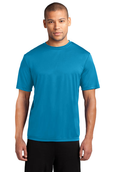 Port & Company PC380 Mens Dry Zone Performance Moisture Wicking Short Sleeve Crewneck T-Shirt Neon Blue Front