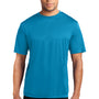 Port & Company Mens Dry Zone Performance Moisture Wicking Short Sleeve Crewneck T-Shirt - Neon Blue