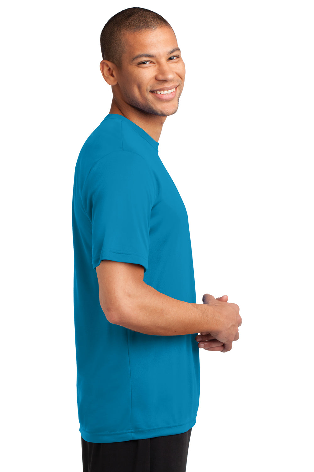 Port & Company PC380 Mens Dry Zone Performance Moisture Wicking Short Sleeve Crewneck T-Shirt Neon Blue Side
