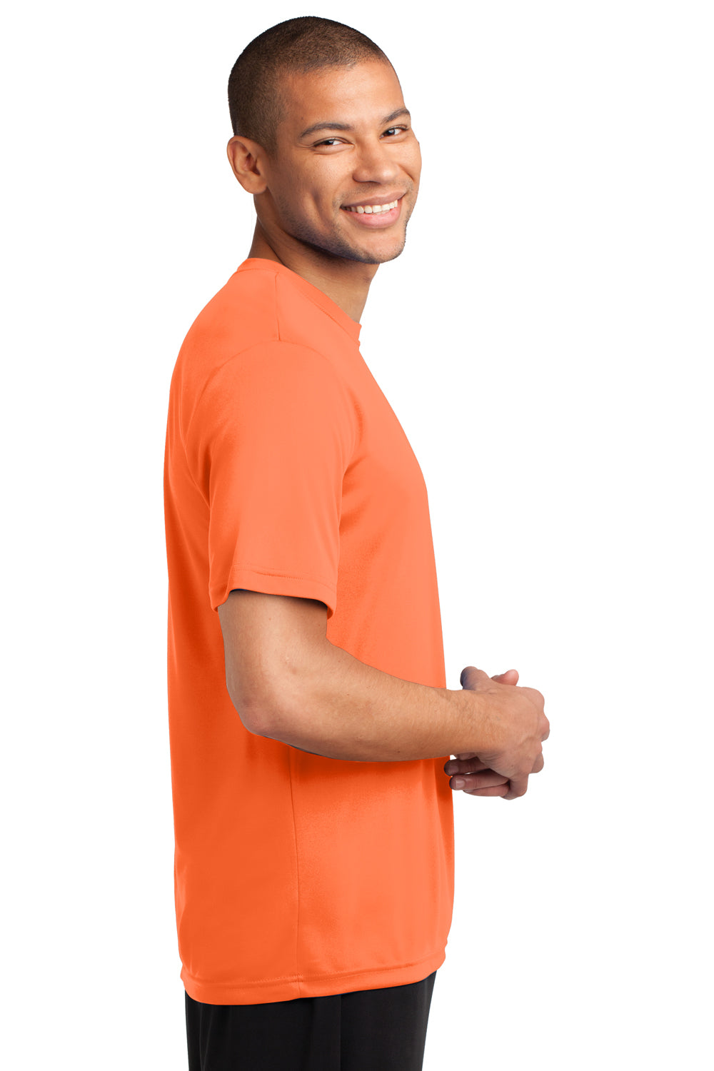 Port & Company PC380 Mens Dry Zone Performance Moisture Wicking Short Sleeve Crewneck T-Shirt Neon Orange Side