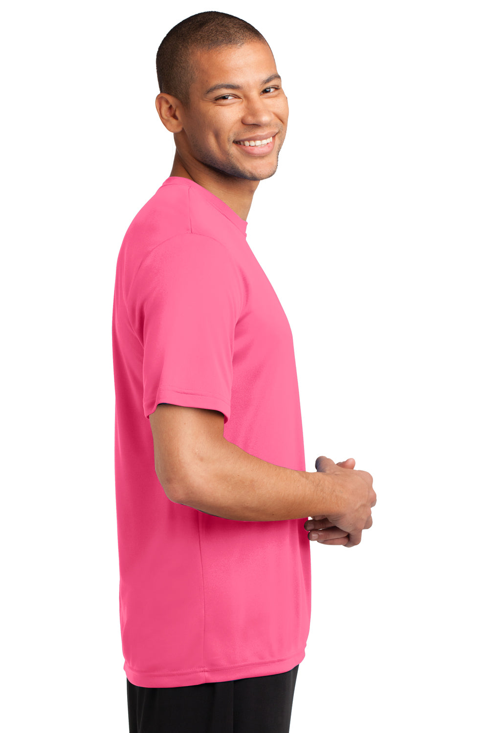 Port & Company PC380 Mens Dry Zone Performance Moisture Wicking Short Sleeve Crewneck T-Shirt Neon Pink Side