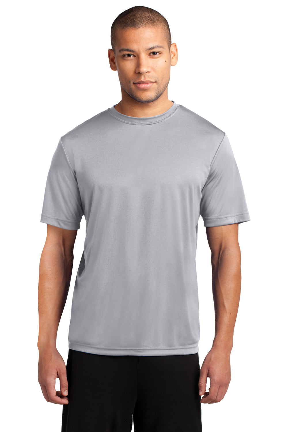 Port & Company PC380 Mens Dry Zone Performance Moisture Wicking Short Sleeve Crewneck T-Shirt Silver Grey Front