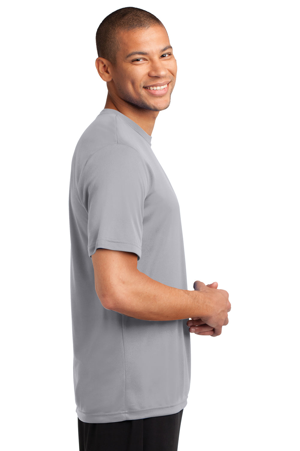 Port & Company PC380 Mens Dry Zone Performance Moisture Wicking Short Sleeve Crewneck T-Shirt Silver Grey Side