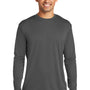 Port & Company Mens Dry Zone Performance Moisture Wicking Long Sleeve Crewneck T-Shirt - Charcoal Grey