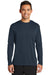 Port & Company PC380LS Mens Dry Zone Performance Moisture Wicking Long Sleeve Crewneck T-Shirt Navy Blue Front