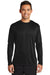 Port & Company PC380LS Mens Dry Zone Performance Moisture Wicking Long Sleeve Crewneck T-Shirt Black Front