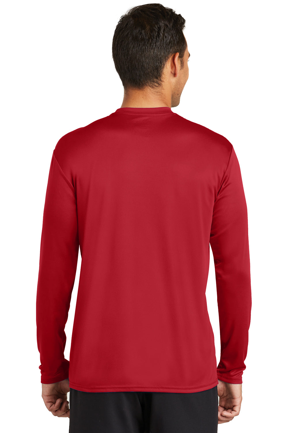 Port & Company PC380LS Mens Dry Zone Performance Moisture Wicking Long Sleeve Crewneck T-Shirt Red Back