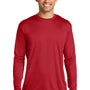 Port & Company Mens Dry Zone Performance Moisture Wicking Long Sleeve Crewneck T-Shirt - Red