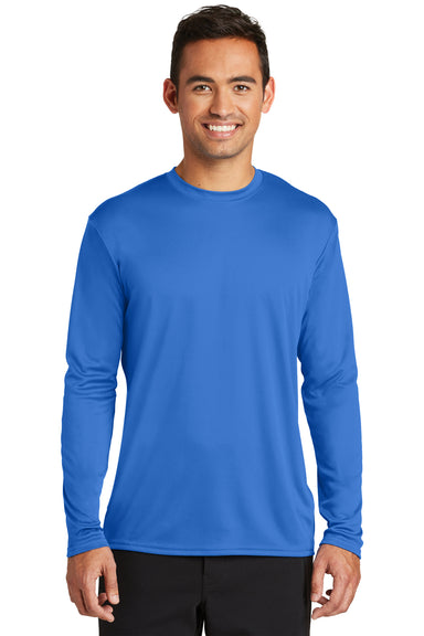 Port & Company PC380LS Mens Dry Zone Performance Moisture Wicking Long Sleeve Crewneck T-Shirt Royal Blue Front