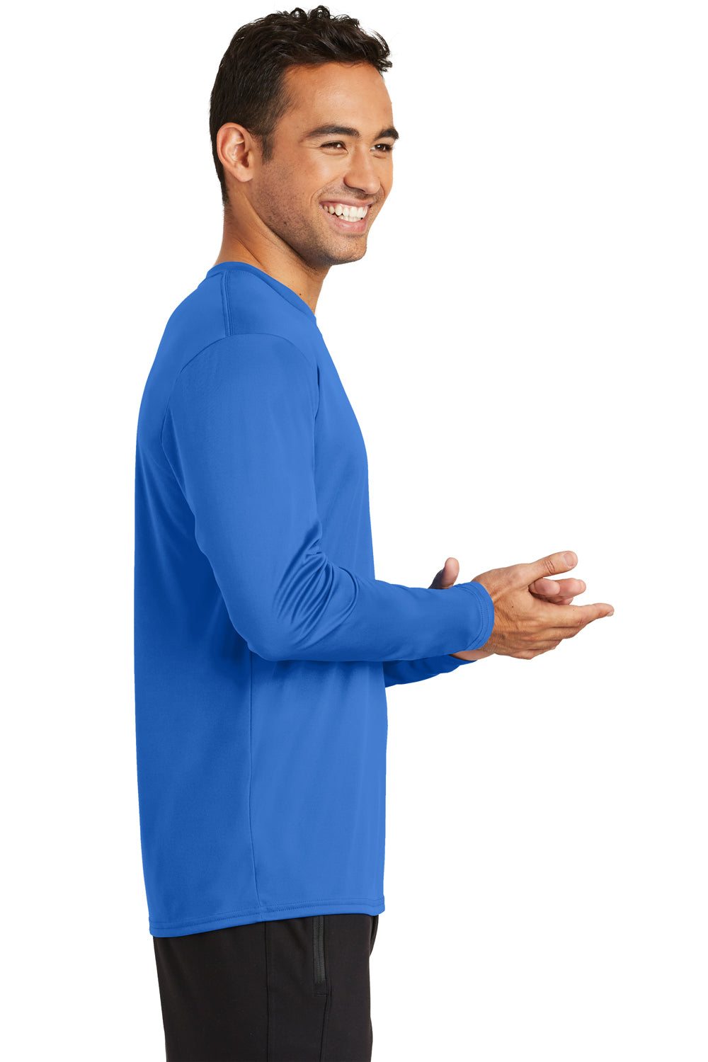 Port & Company PC380LS Mens Dry Zone Performance Moisture Wicking Long Sleeve Crewneck T-Shirt Royal Blue Side
