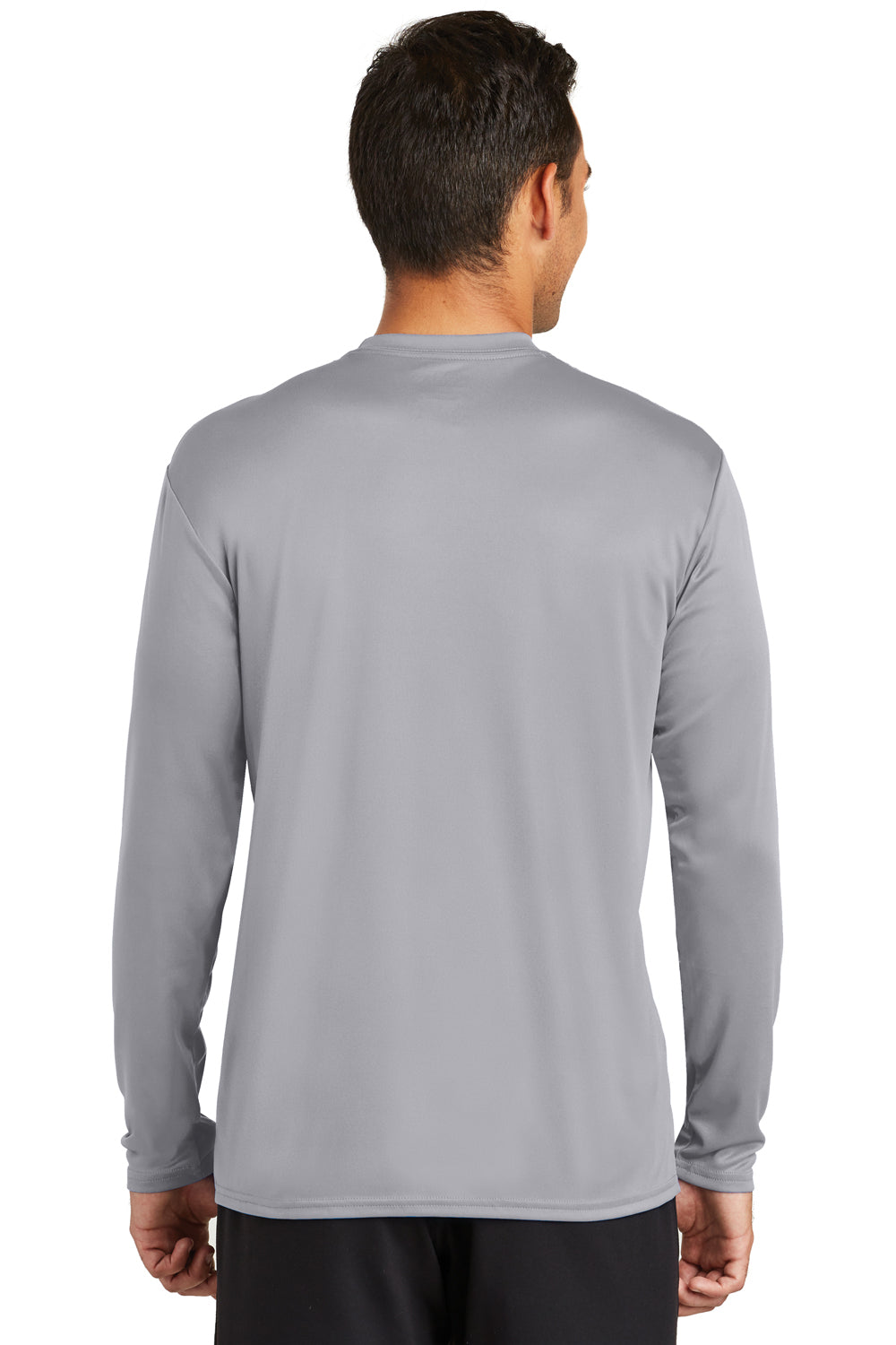 Port & Company PC380LS Mens Dry Zone Performance Moisture Wicking Long Sleeve Crewneck T-Shirt Silver Grey Back