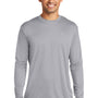 Port & Company Mens Dry Zone Performance Moisture Wicking Long Sleeve Crewneck T-Shirt - Silver Grey