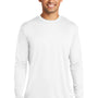 Port & Company Mens Dry Zone Performance Moisture Wicking Long Sleeve Crewneck T-Shirt - White