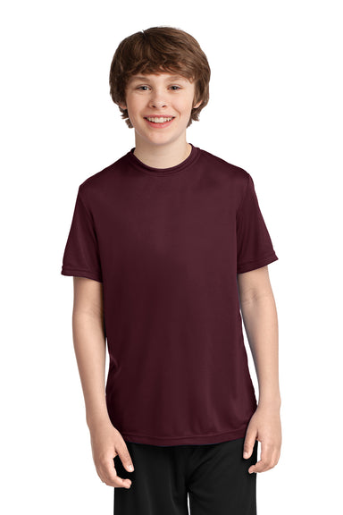 Port & Company PC380Y Youth Dry Zone Performance Moisture Wicking Short Sleeve Crewneck T-Shirt Maroon Front
