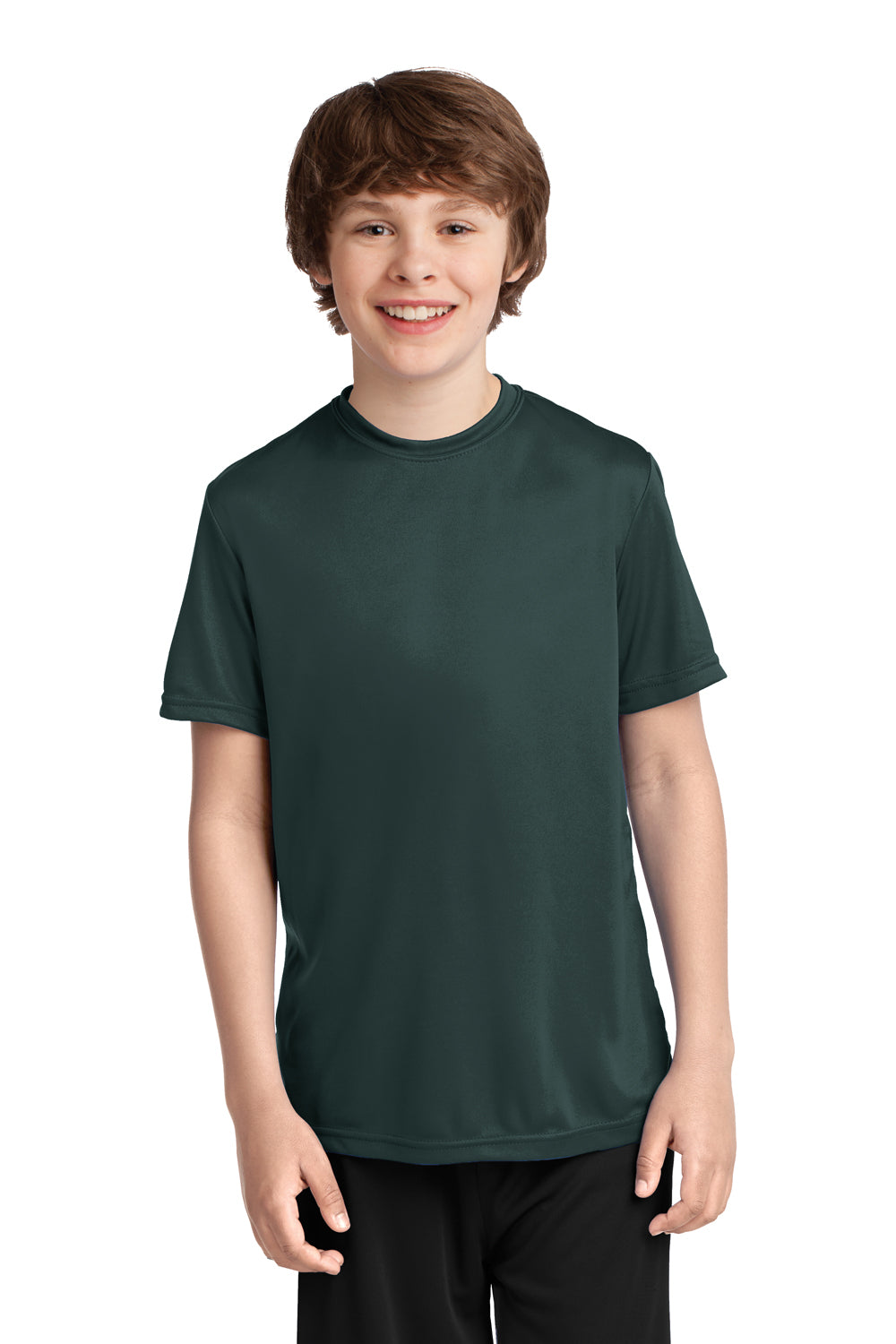 Port & Company PC380Y Youth Dry Zone Performance Moisture Wicking Short Sleeve Crewneck T-Shirt Dark Green Front