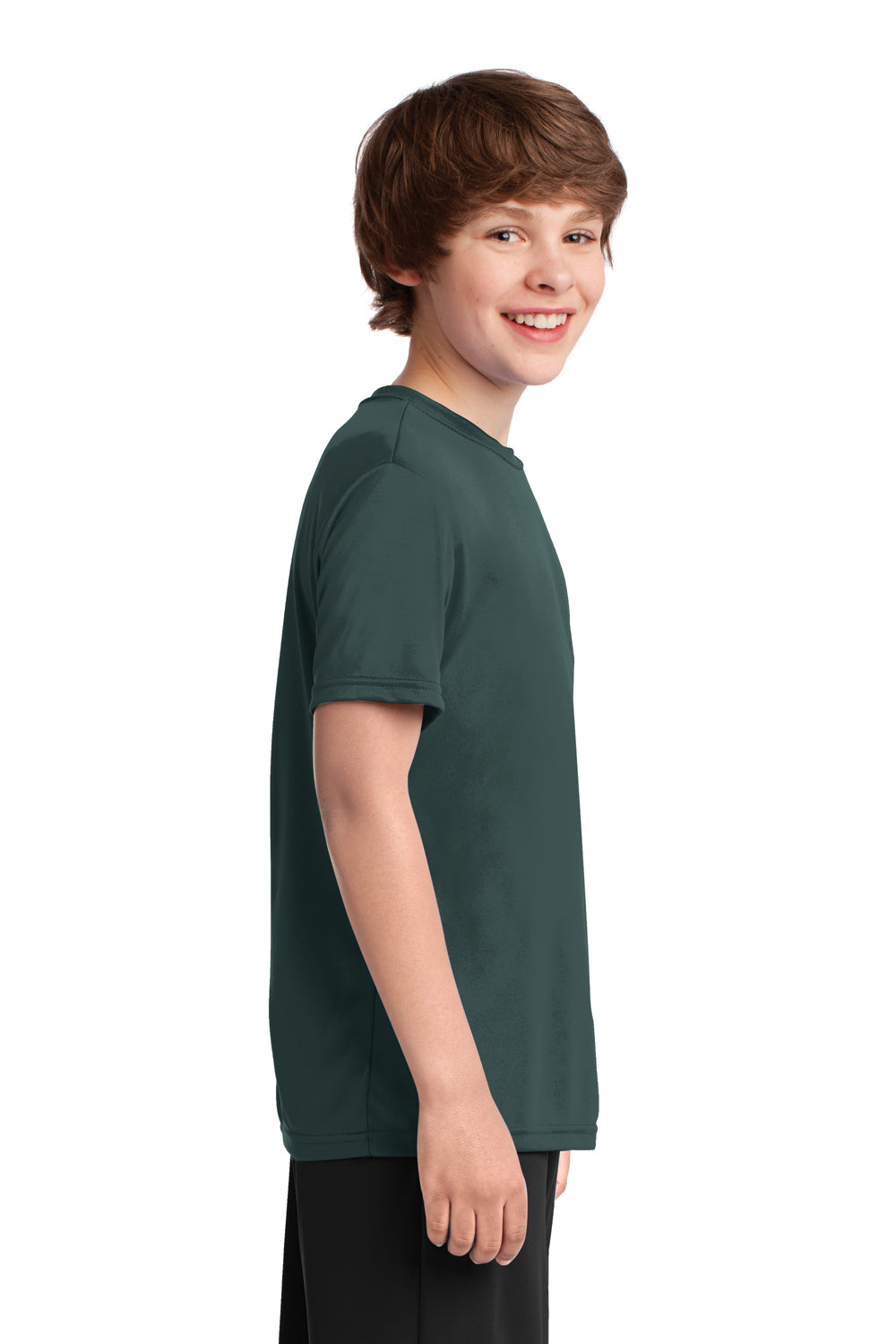 Port & Company PC380Y Youth Dry Zone Performance Moisture Wicking Short Sleeve Crewneck T-Shirt Dark Green Side
