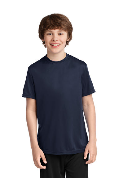 Port & Company PC380Y Youth Dry Zone Performance Moisture Wicking Short Sleeve Crewneck T-Shirt Navy Blue Front
