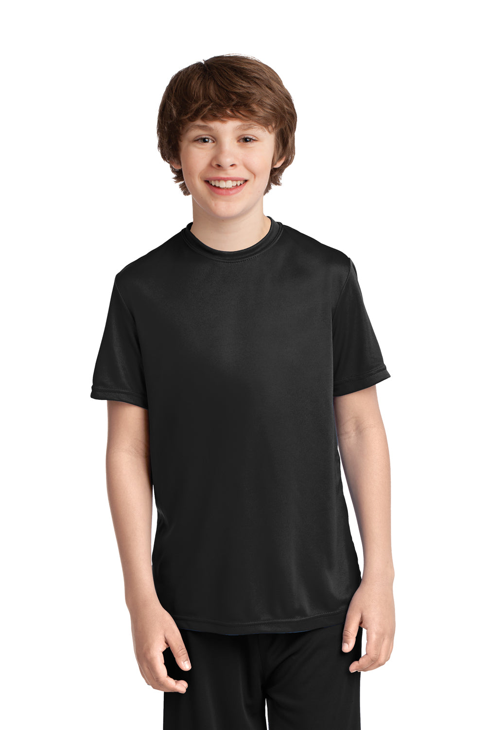 Port & Company PC380Y Youth Dry Zone Performance Moisture Wicking Short Sleeve Crewneck T-Shirt Black Front