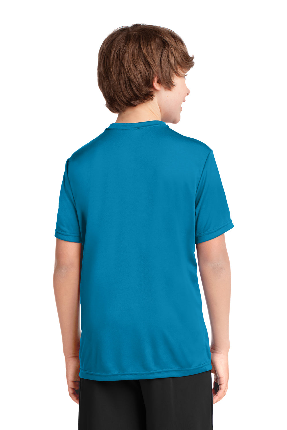 Port & Company PC380Y Youth Dry Zone Performance Moisture Wicking Short Sleeve Crewneck T-Shirt Neon Blue Back