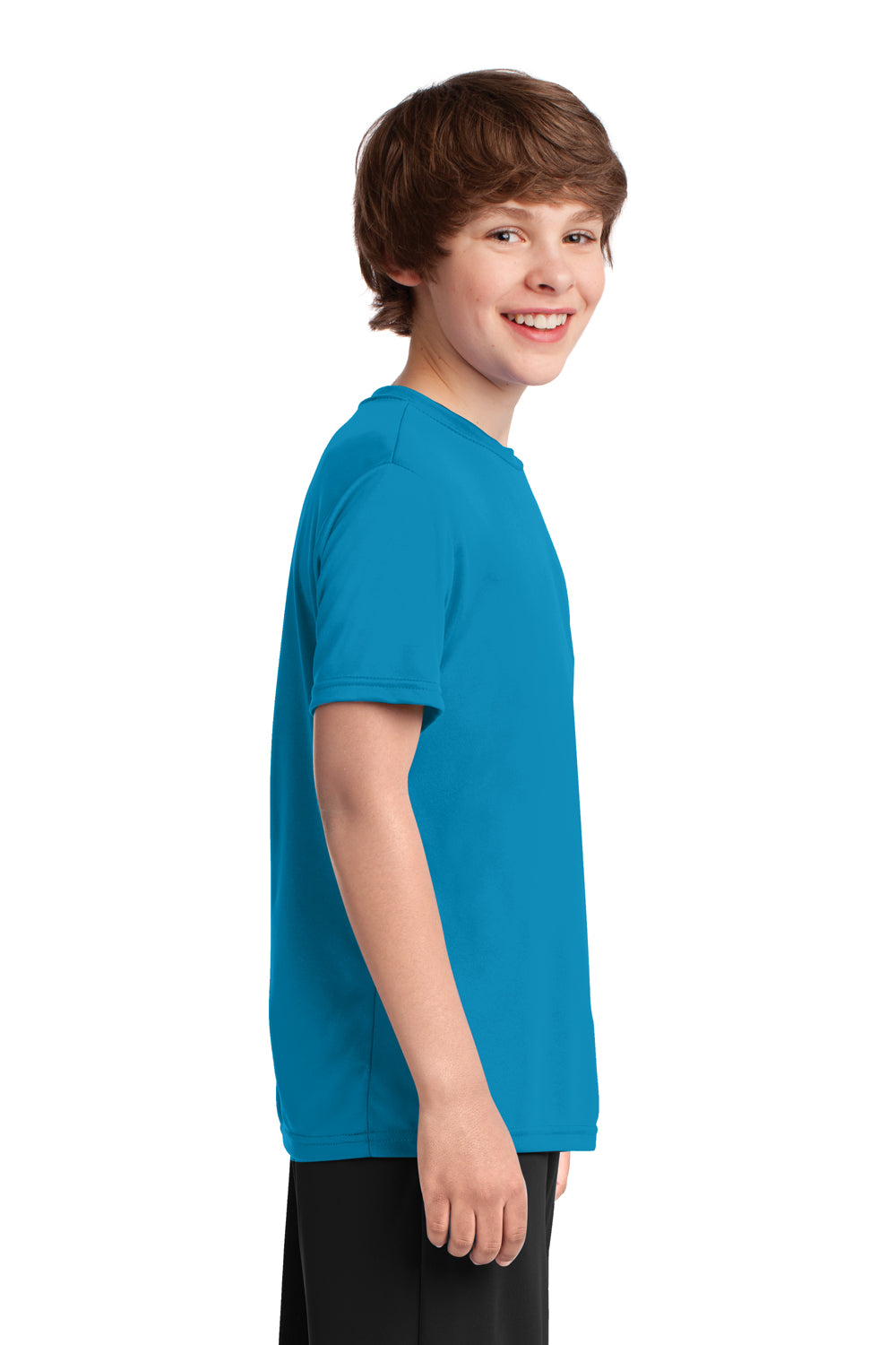 Port & Company PC380Y Youth Dry Zone Performance Moisture Wicking Short Sleeve Crewneck T-Shirt Neon Blue Side