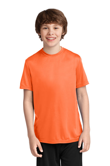 Port & Company PC380Y Youth Dry Zone Performance Moisture Wicking Short Sleeve Crewneck T-Shirt Neon Orange Front