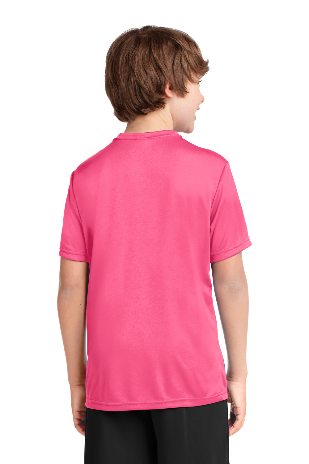 Port & Company PC380Y Youth Dry Zone Performance Moisture Wicking Short Sleeve Crewneck T-Shirt Neon Pink Back