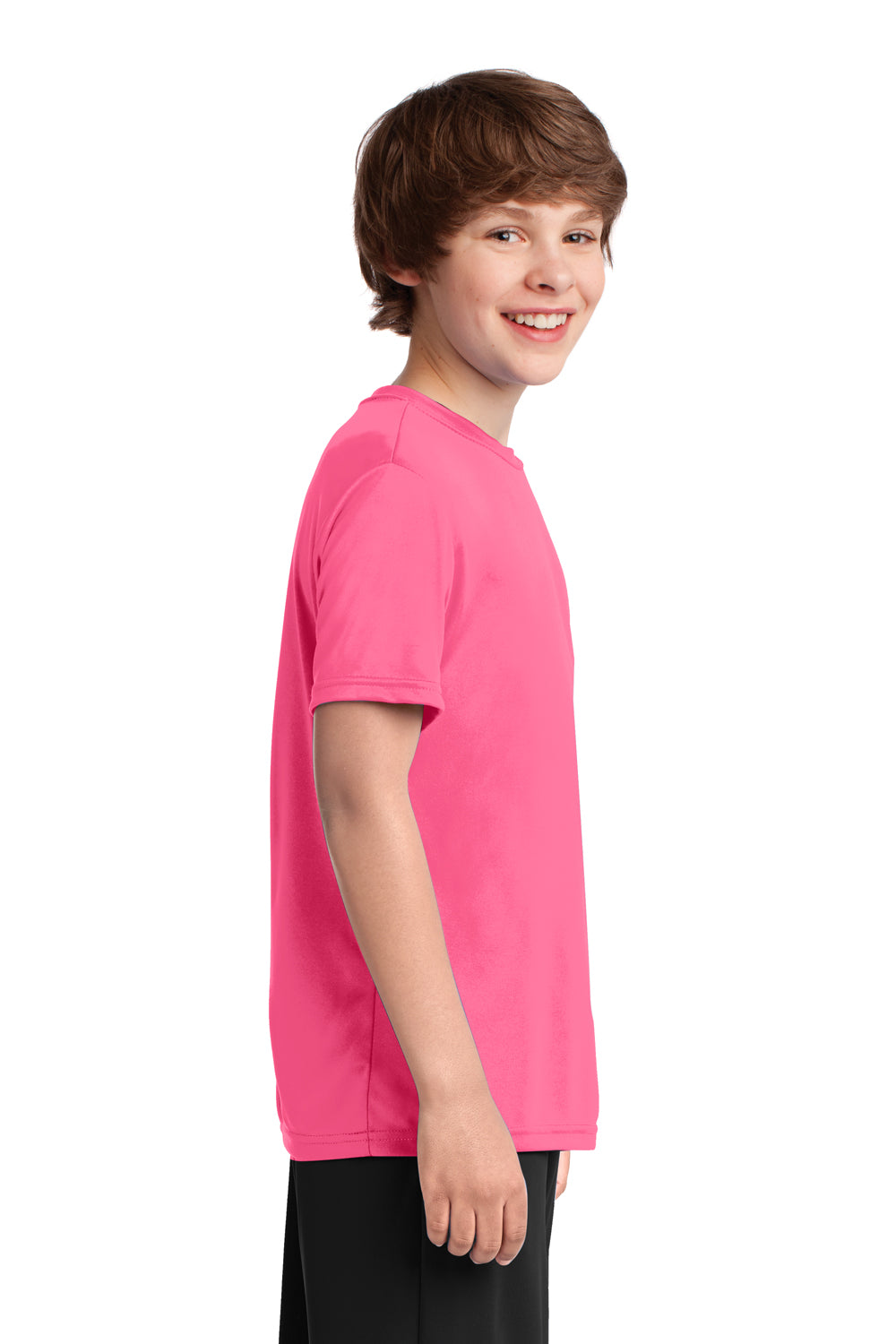 Port & Company PC380Y Youth Dry Zone Performance Moisture Wicking Short Sleeve Crewneck T-Shirt Neon Pink Side
