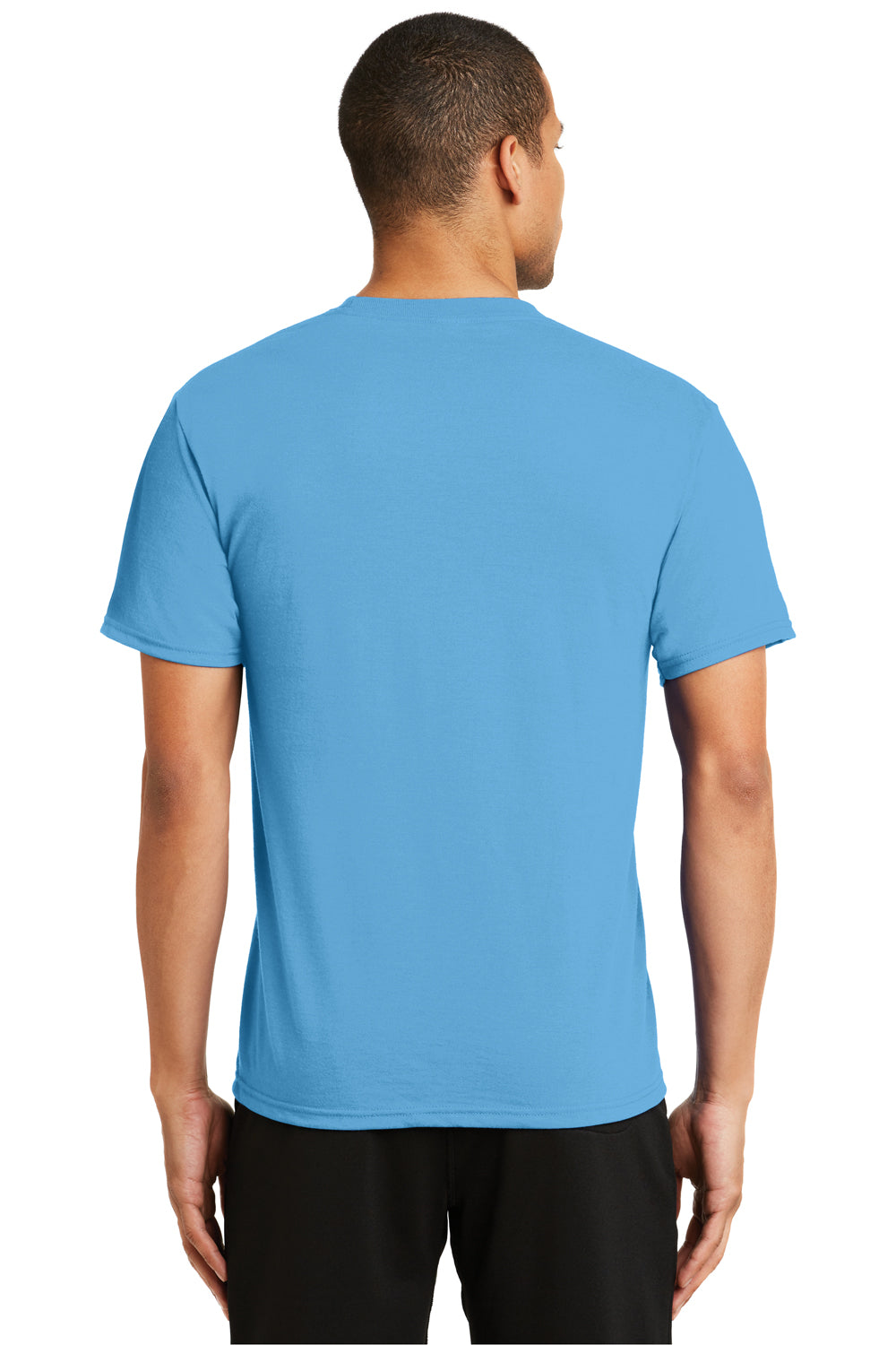 Port & Company PC381 Mens Dry Zone Performance Moisture Wicking Short Sleeve Crewneck T-Shirt Aqua Blue Back