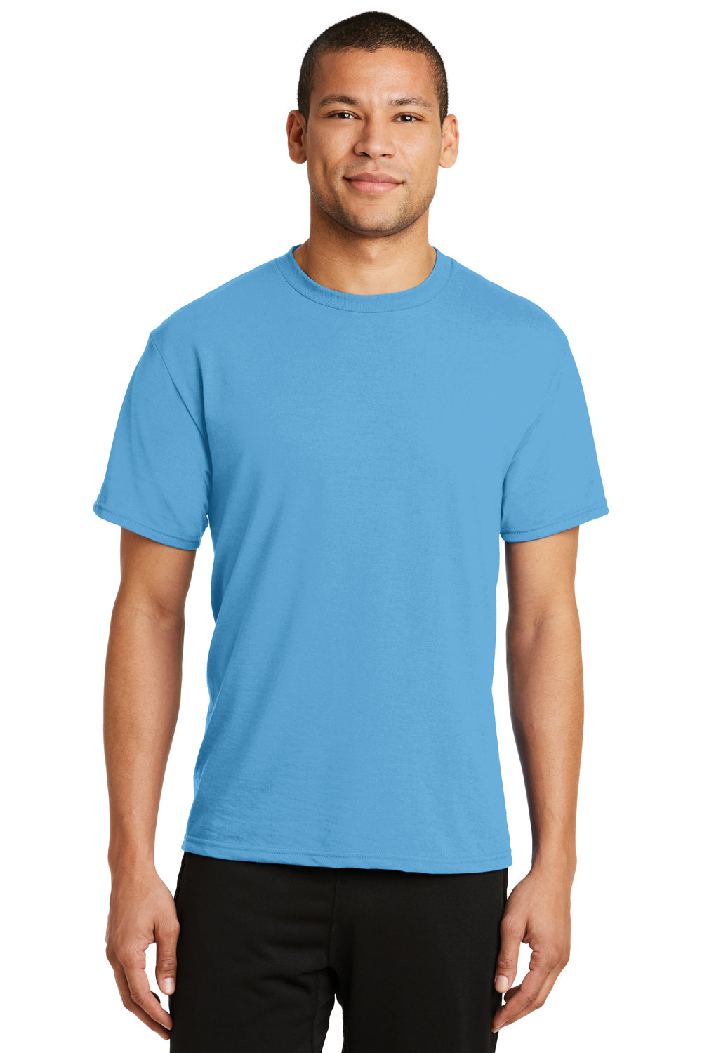 Port & Company PC381 Mens Dry Zone Performance Moisture Wicking Short Sleeve Crewneck T-Shirt Aqua Blue Front