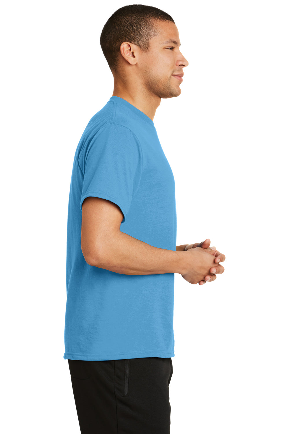 Port & Company PC381 Mens Dry Zone Performance Moisture Wicking Short Sleeve Crewneck T-Shirt Aqua Blue Side