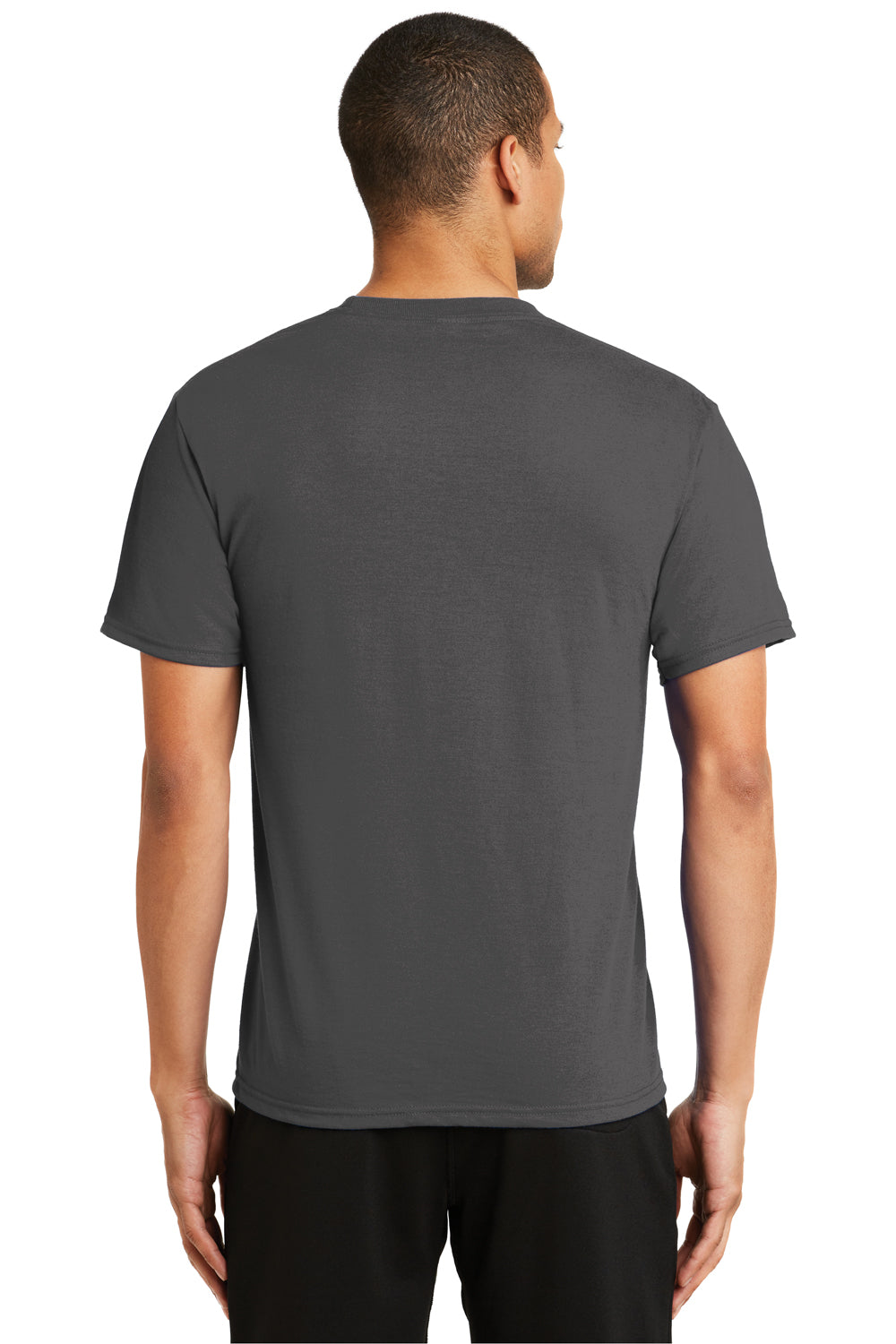 Port & Company PC381 Mens Dry Zone Performance Moisture Wicking Short Sleeve Crewneck T-Shirt Charcoal Grey Back