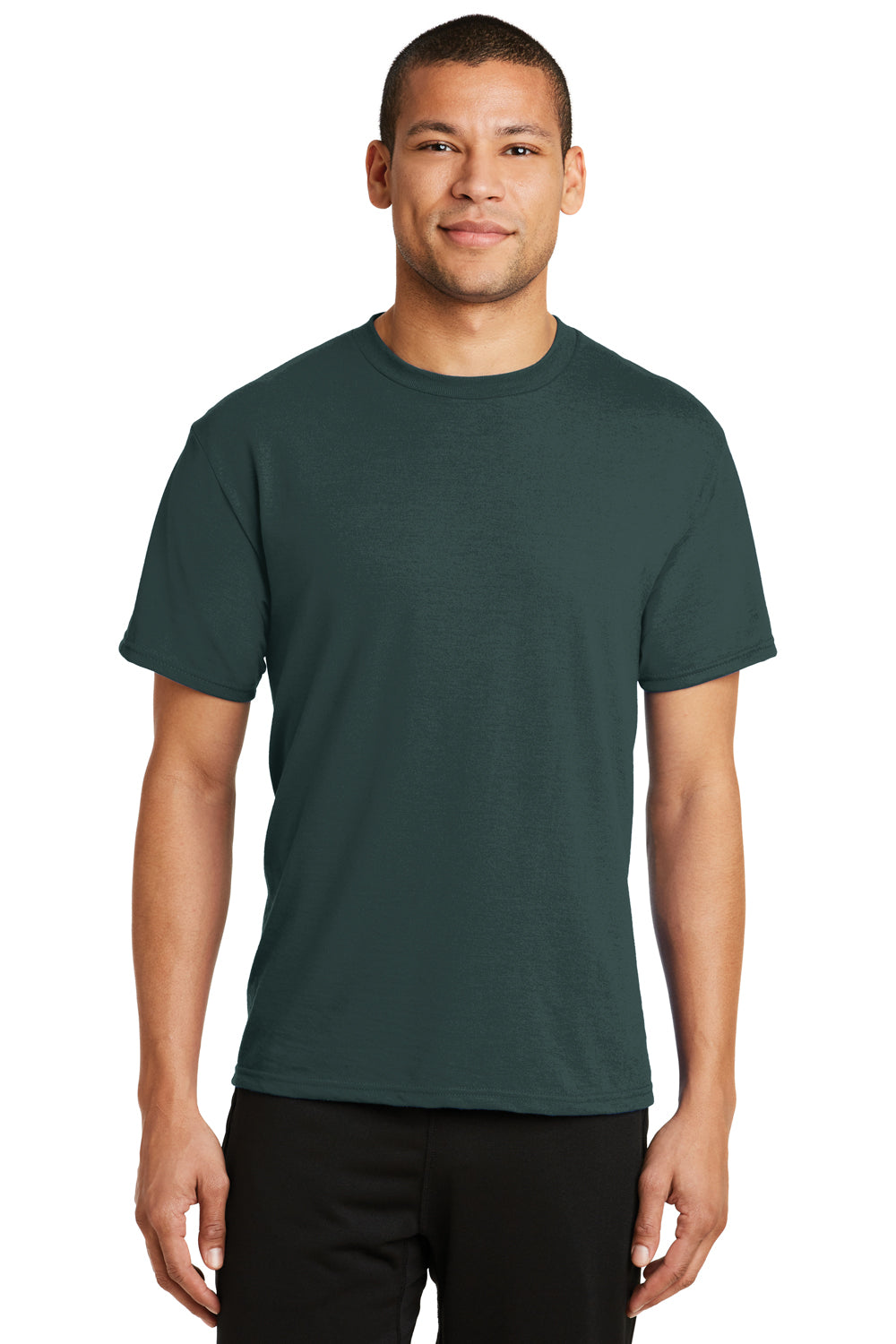 Port & Company PC381 Mens Dry Zone Performance Moisture Wicking Short Sleeve Crewneck T-Shirt Dark Green Front