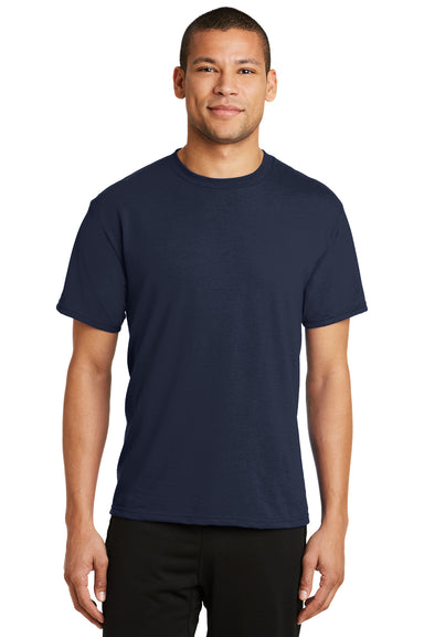 Port & Company PC381 Mens Dry Zone Performance Moisture Wicking Short Sleeve Crewneck T-Shirt Navy Blue Front