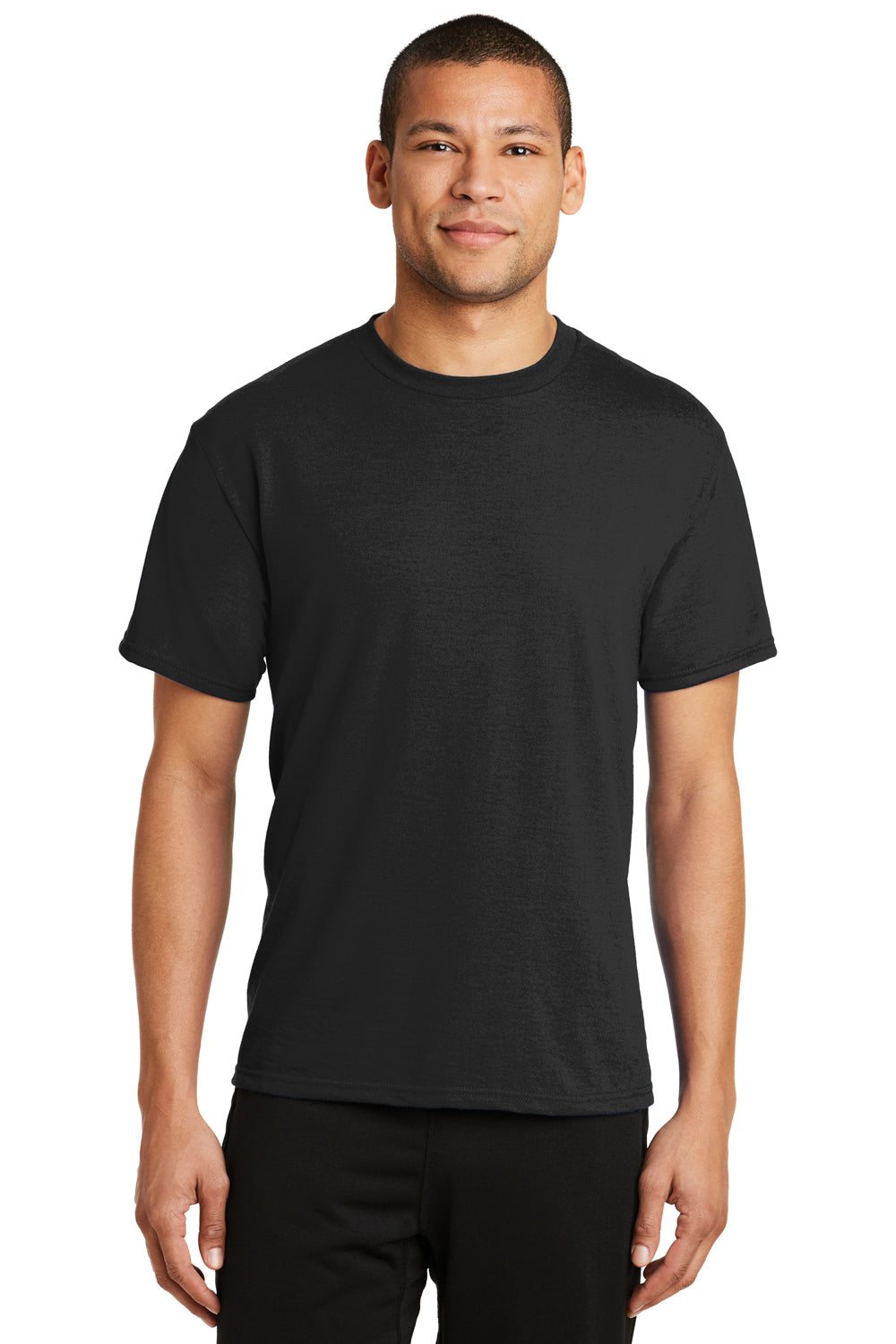 Port & Company PC381 Mens Dry Zone Performance Moisture Wicking Short Sleeve Crewneck T-Shirt Black Front