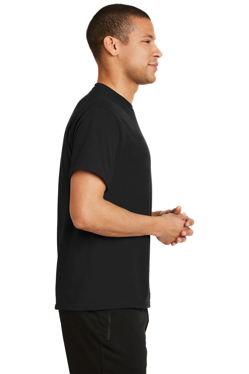 Port & Company PC381 Mens Dry Zone Performance Moisture Wicking Short Sleeve Crewneck T-Shirt Black Side