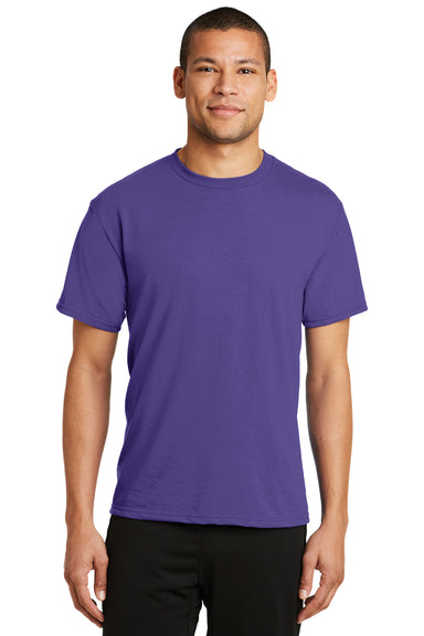 Port & Company PC381 Mens Dry Zone Performance Moisture Wicking Short Sleeve Crewneck T-Shirt Purple Front