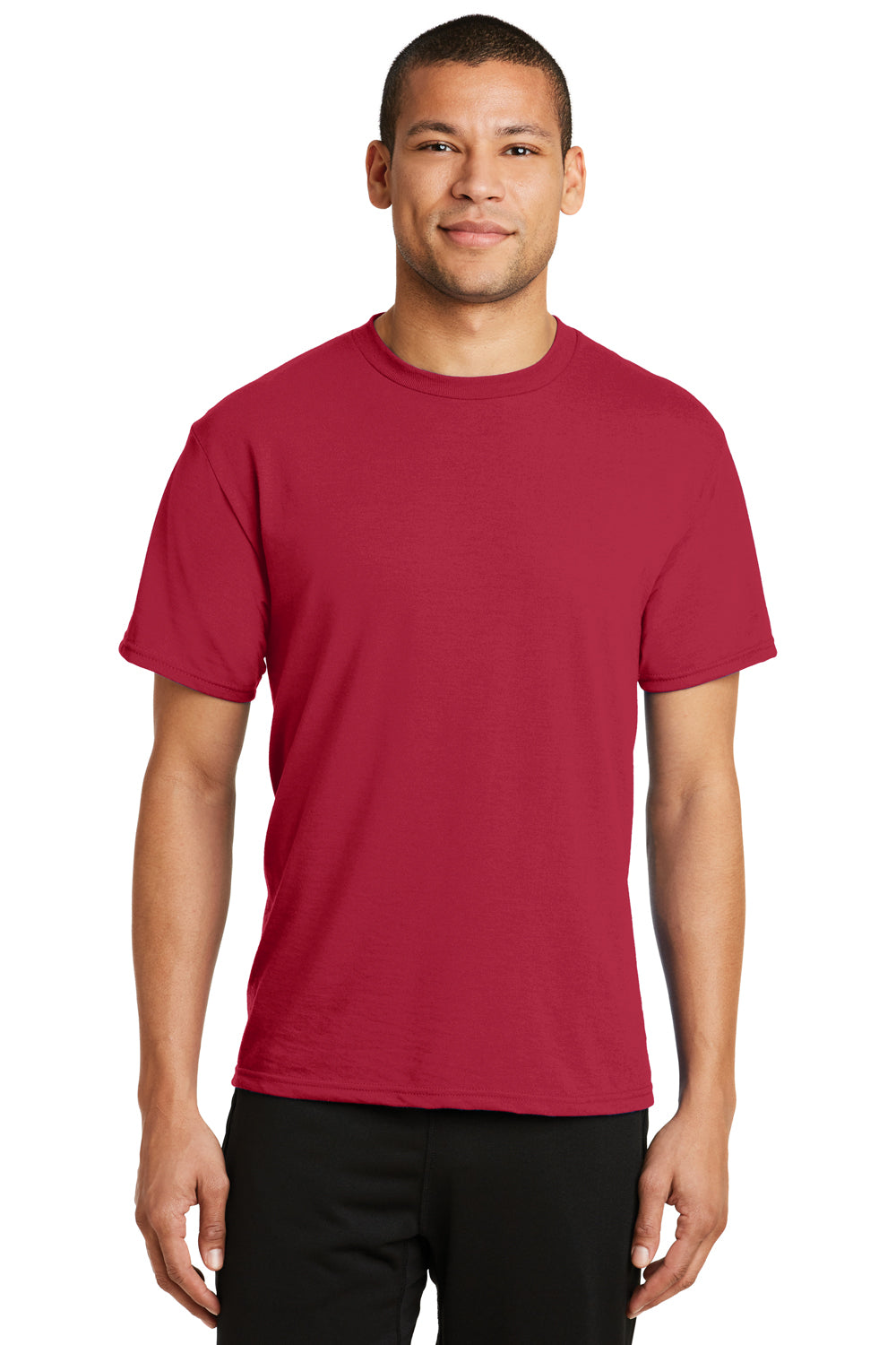 Port & Company PC381 Mens Dry Zone Performance Moisture Wicking Short Sleeve Crewneck T-Shirt Red Front