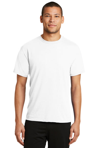 Port & Company PC381 Mens Dry Zone Performance Moisture Wicking Short Sleeve Crewneck T-Shirt White Front