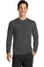 Port & Company PC381LS Mens Dry Zone Performance Moisture Wicking Long Sleeve Crewneck T-Shirt Charcoal Grey Front