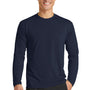 Port & Company Mens Dry Zone Performance Moisture Wicking Long Sleeve Crewneck T-Shirt - Deep Navy Blue