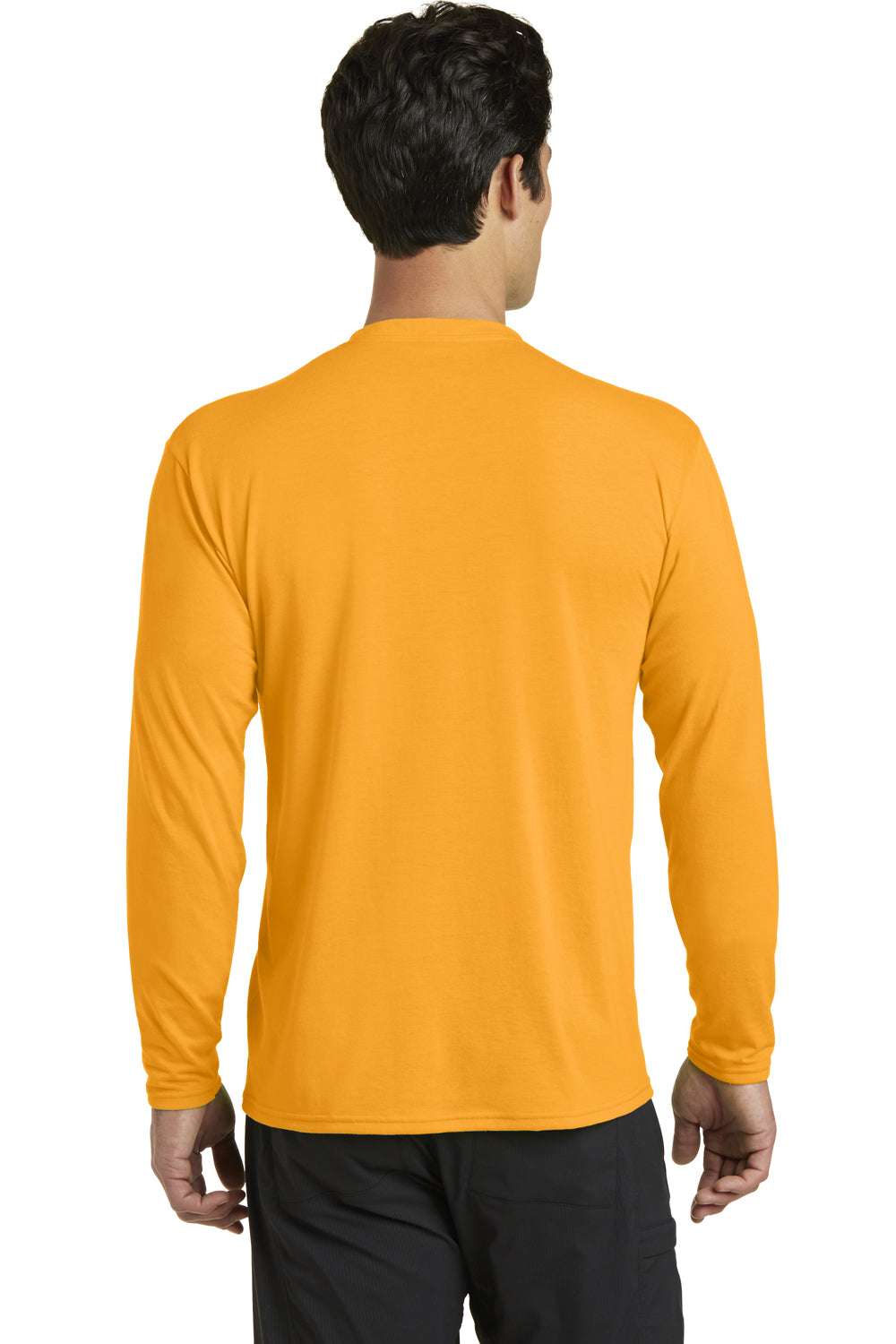 Port & Company PC381LS Mens Dry Zone Performance Moisture Wicking Long Sleeve Crewneck T-Shirt Gold Back