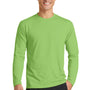 Port & Company Mens Dry Zone Performance Moisture Wicking Long Sleeve Crewneck T-Shirt - Lime Green