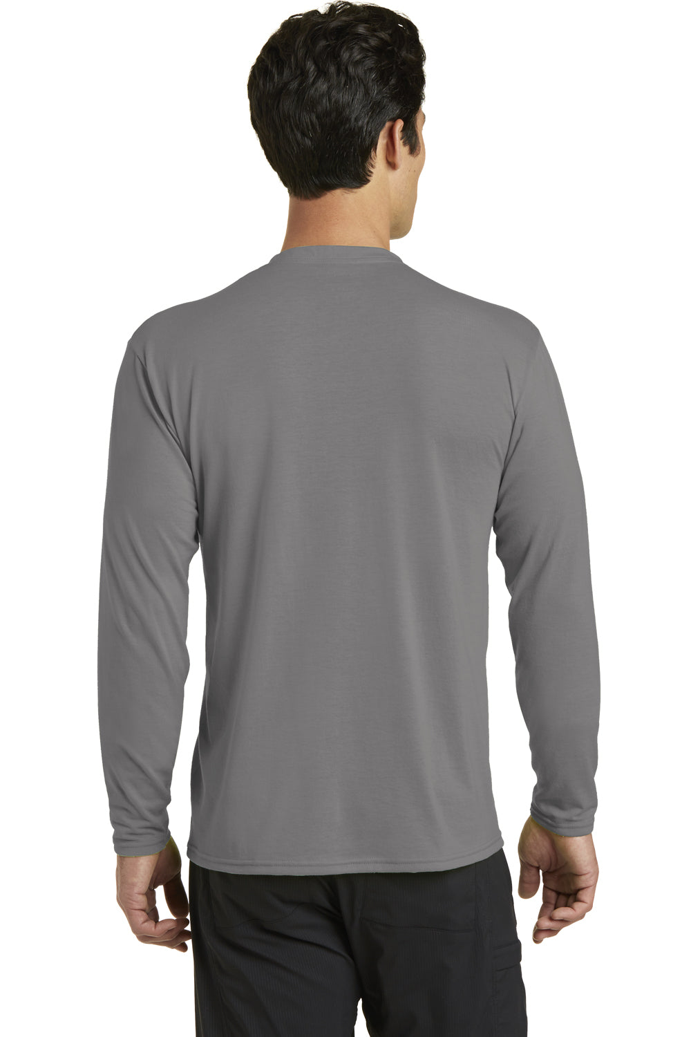 Port & Company PC381LS Mens Dry Zone Performance Moisture Wicking Long Sleeve Crewneck T-Shirt Medium Grey Back