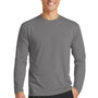 Port & Company Mens Dry Zone Performance Moisture Wicking Long Sleeve Crewneck T-Shirt - Medium Grey