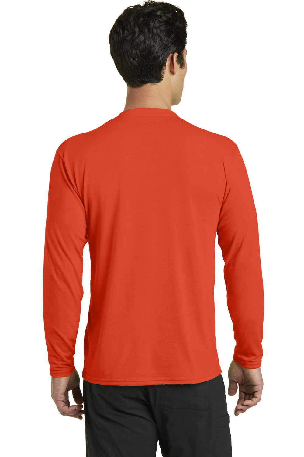 Port & Company PC381LS Mens Dry Zone Performance Moisture Wicking Long Sleeve Crewneck T-Shirt Orange Back