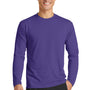 Port & Company Mens Dry Zone Performance Moisture Wicking Long Sleeve Crewneck T-Shirt - Purple