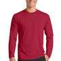 Port & Company Mens Dry Zone Performance Moisture Wicking Long Sleeve Crewneck T-Shirt - Red
