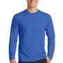 Port & Company Mens Dry Zone Performance Moisture Wicking Long Sleeve Crewneck T-Shirt - True Royal Blue